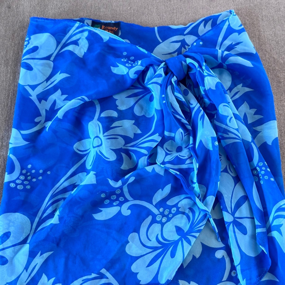Vintage Roundy Bay Blue Floral Sarong Skirt - Picture 2 of 6